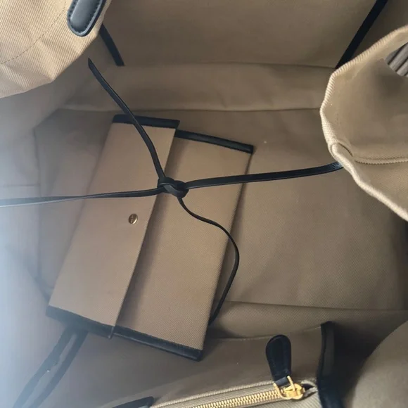 The Row XL Idaho Tote Being Canvas Leather Trim W1592 W253 + Pouch - Picture 11 of 16